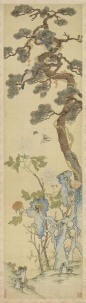 清乾隆緙絲花鳥宮屏　軸