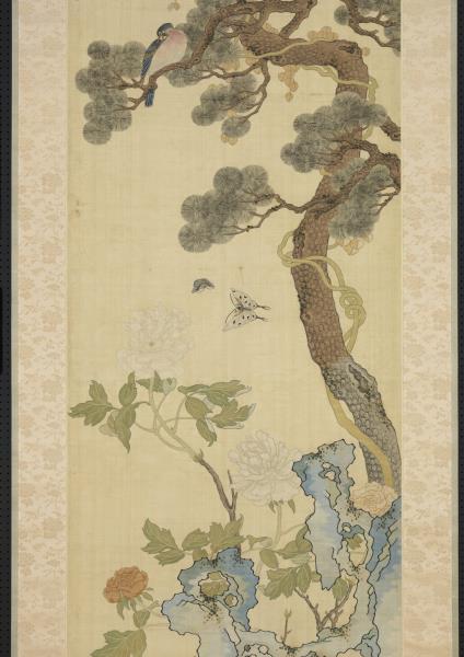 清乾隆緙絲花鳥宮屏　軸