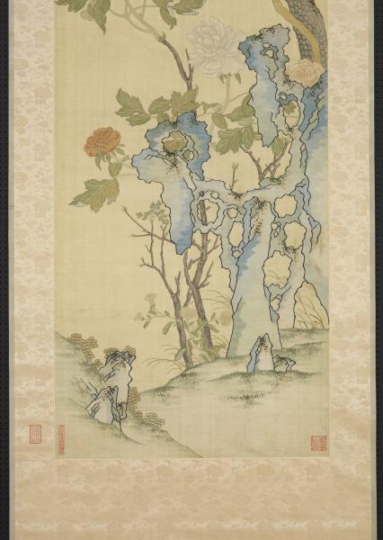 清乾隆緙絲花鳥宮屏　軸