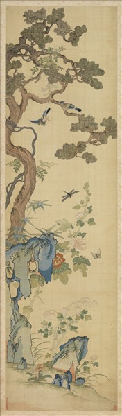 清乾隆緙絲花鳥宮屏　軸