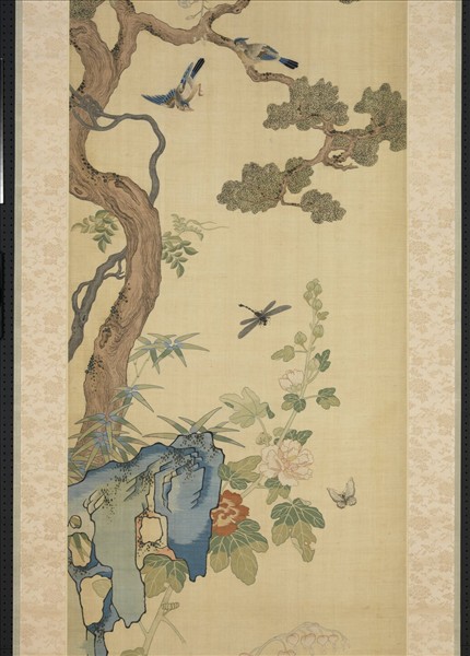 清乾隆緙絲花鳥宮屏　軸