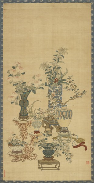清乾隆緙絲博古花卉集錦　軸