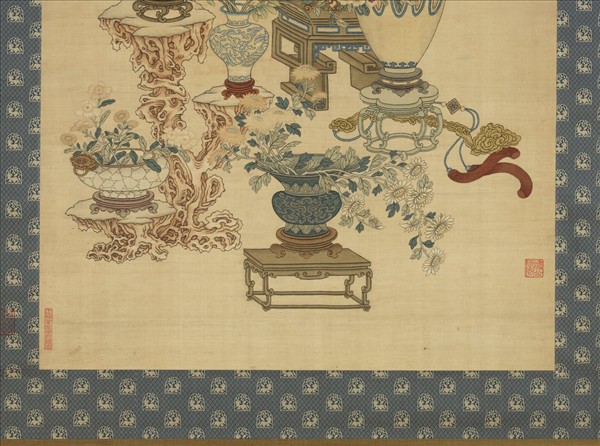 清乾隆緙絲博古花卉集錦　軸