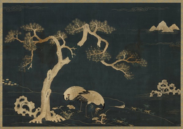 清露香園仿宋繡松鶴　軸