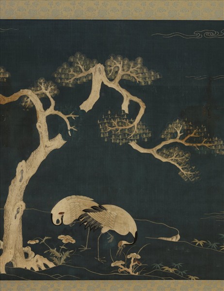 清露香園仿宋繡松鶴　軸