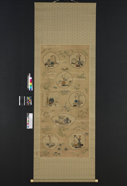 清乾隆緙絲博古書幌（一）　軸