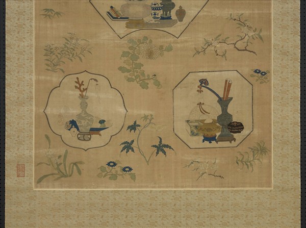 清乾隆緙絲博古書幌（一）　軸