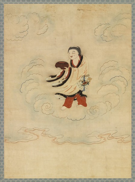 明顧繡八仙慶壽掛屏（二）和合二仙之合仙　軸