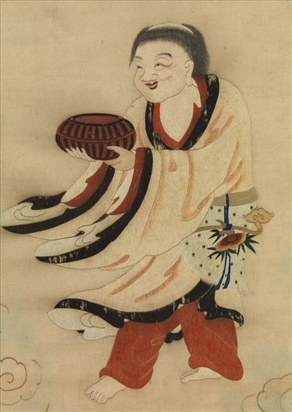 明顧繡八仙慶壽掛屏（二）和合二仙之合仙　軸