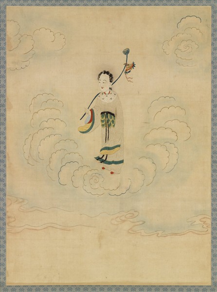 明顧繡八仙慶壽掛屏（四）何仙姑　軸