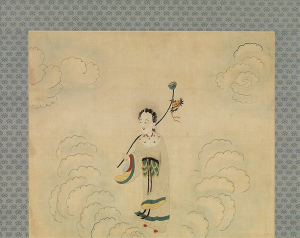 明顧繡八仙慶壽掛屏（四）何仙姑　軸