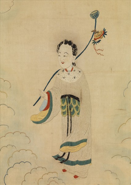 明顧繡八仙慶壽掛屏（四）何仙姑　軸