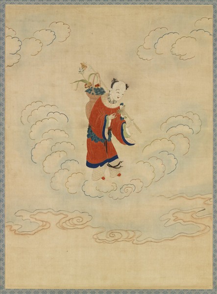 明顧繡八仙慶壽掛屏（六）藍采和　軸