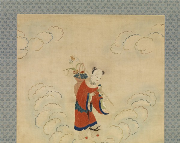 明顧繡八仙慶壽掛屏（六）藍采和　軸