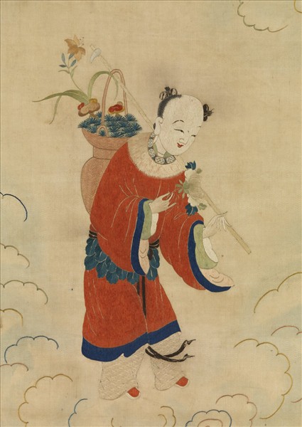 明顧繡八仙慶壽掛屏（六）藍采和　軸