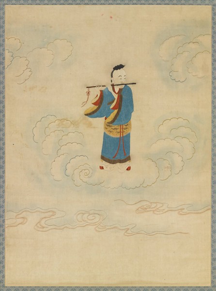 明顧繡八仙慶壽掛屏（七）韓湘子　軸