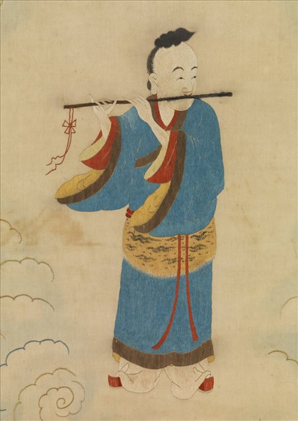 明顧繡八仙慶壽掛屏（七）韓湘子　軸