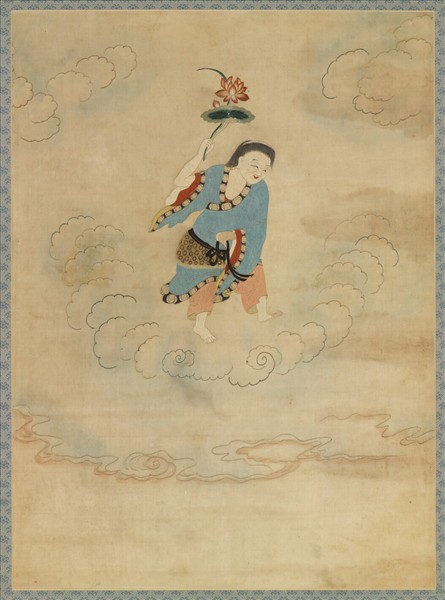 明顧繡八仙慶壽掛屏（九）和合二仙之和仙　軸