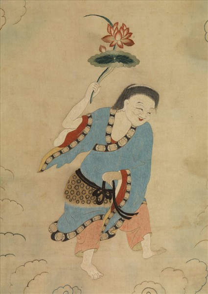 明顧繡八仙慶壽掛屏（九）和合二仙之和仙　軸