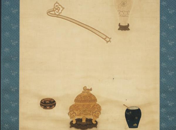 明粵繡博古圖屏（一）　軸