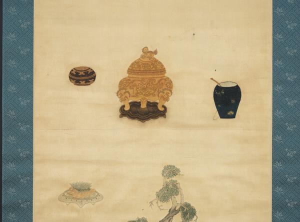 明粵繡博古圖屏（一）　軸