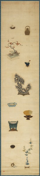 明粵繡博古圖屏（七）　軸