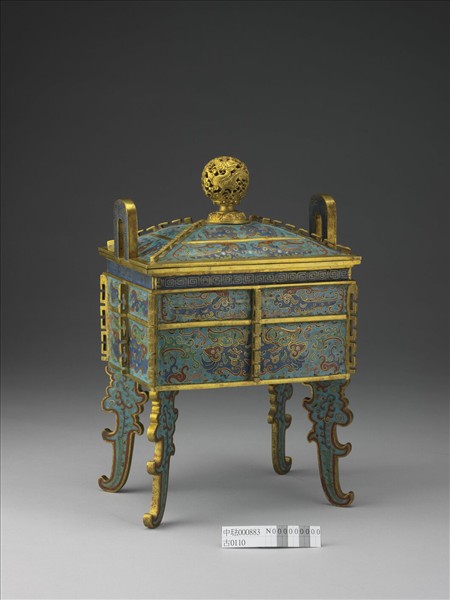 掐絲琺瑯仿周文王獸面紋方鼎