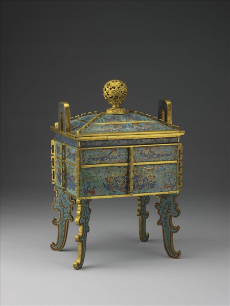 掐絲琺瑯仿周文王獸面紋方鼎