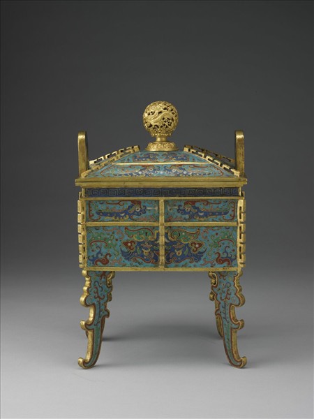 掐絲琺瑯仿周文王獸面紋方鼎