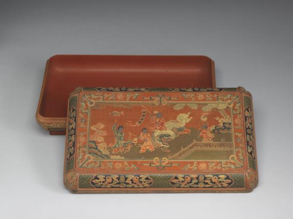 鎗金填漆五穀豐登圖長方盒