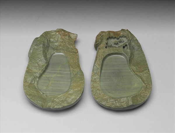 松花石甘瓜石函硯