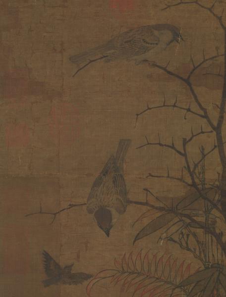 宋黃居寀山鷓棘雀圖　軸