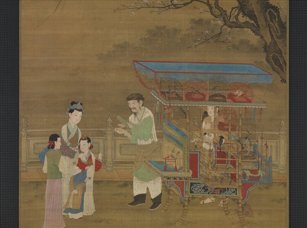 元人春景貨郎圖　軸