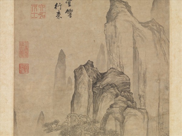 明唐寅空山觀瀑圖　軸