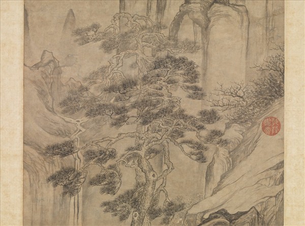 明唐寅空山觀瀑圖　軸