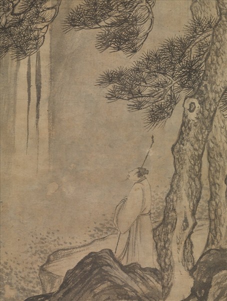 明唐寅空山觀瀑圖　軸