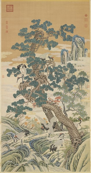 無名氏緙絲松鶴　軸