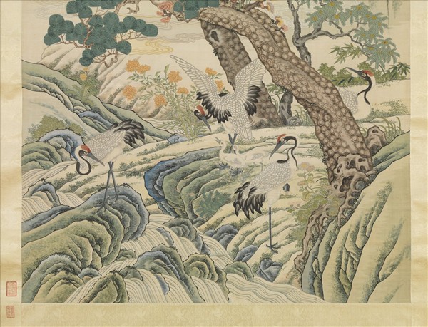 無名氏緙絲松鶴　軸