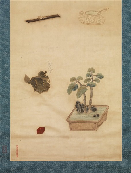 明粵繡博古圖屏（八）　軸