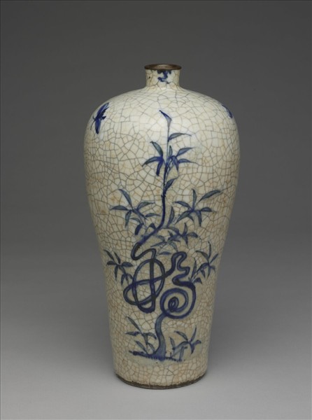 青花福壽紋梅瓶