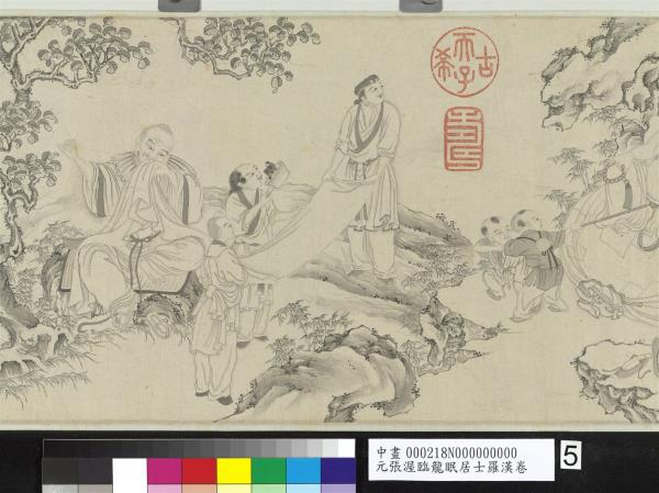 元張渥臨龍眠居士羅漢　卷