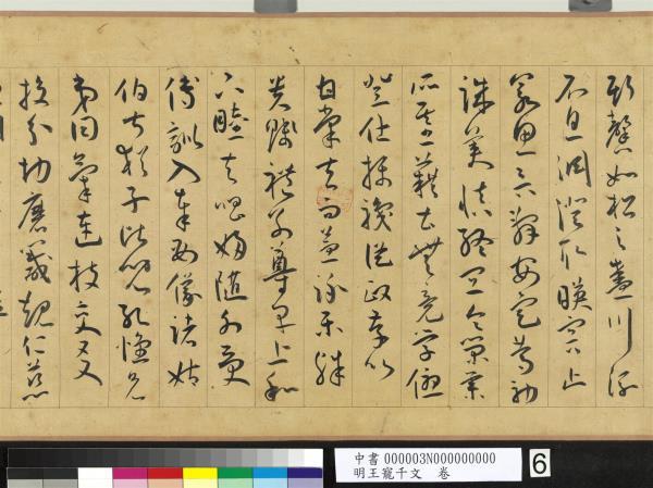 明王寵千字文　卷