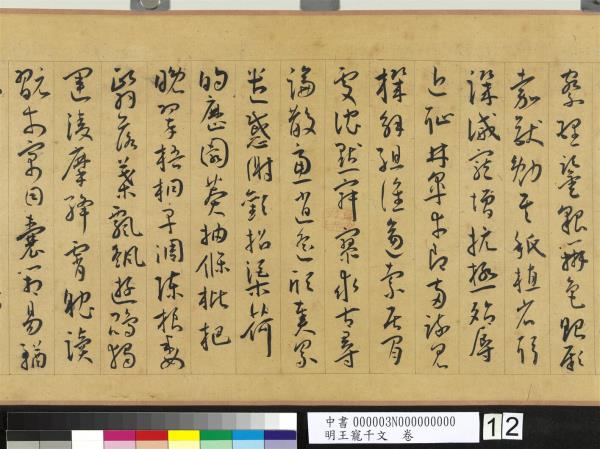 明王寵千字文　卷