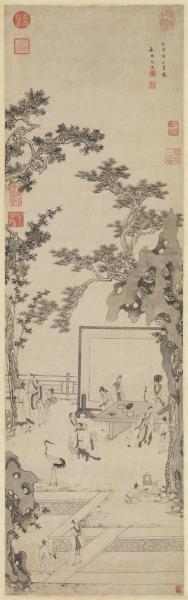 明尤求松陰博古圖　軸