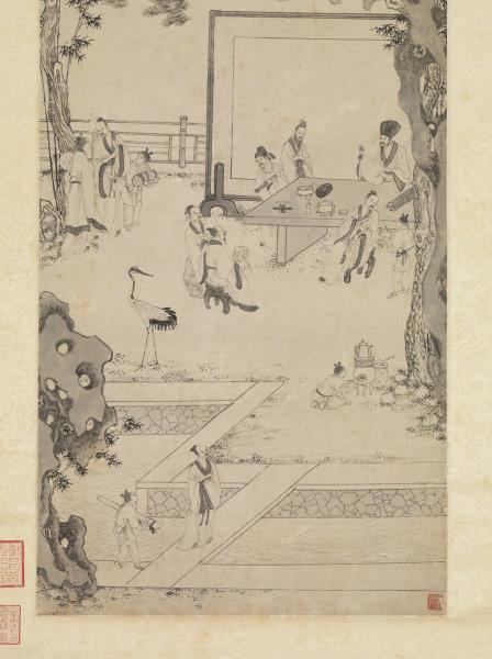 明尤求松陰博古圖　軸