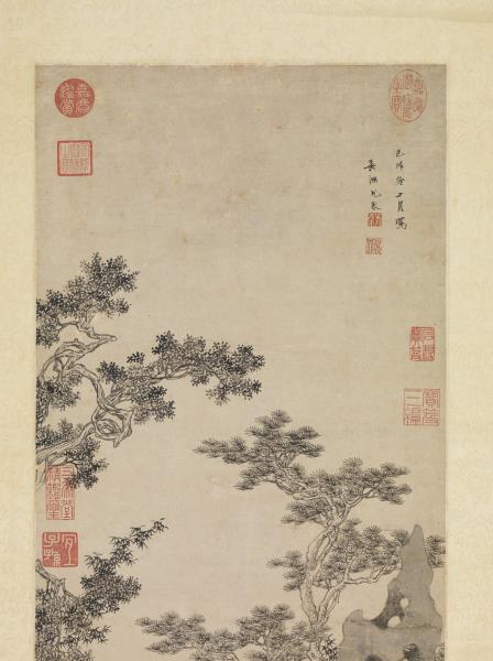 明尤求松陰博古圖　軸