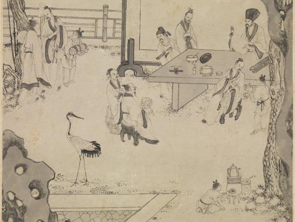 明尤求松陰博古圖　軸