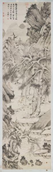 明文徵明松下觀泉圖　軸