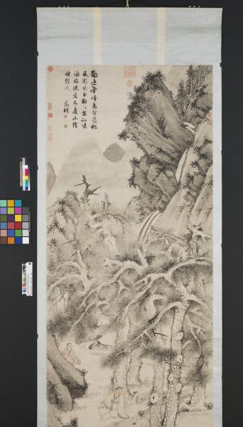 明文徵明松下觀泉圖　軸