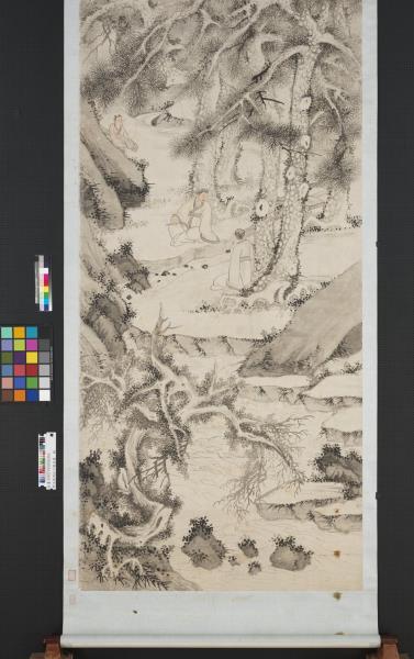 明文徵明松下觀泉圖　軸